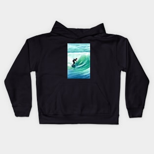 Surfing the Wave Watercolor Kids Hoodie